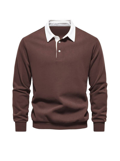 Poloshirt | Umlegekragen | Viertel-Knopfleiste | Langarm-Poloshirts | Herrenhemden-HauteBerlin