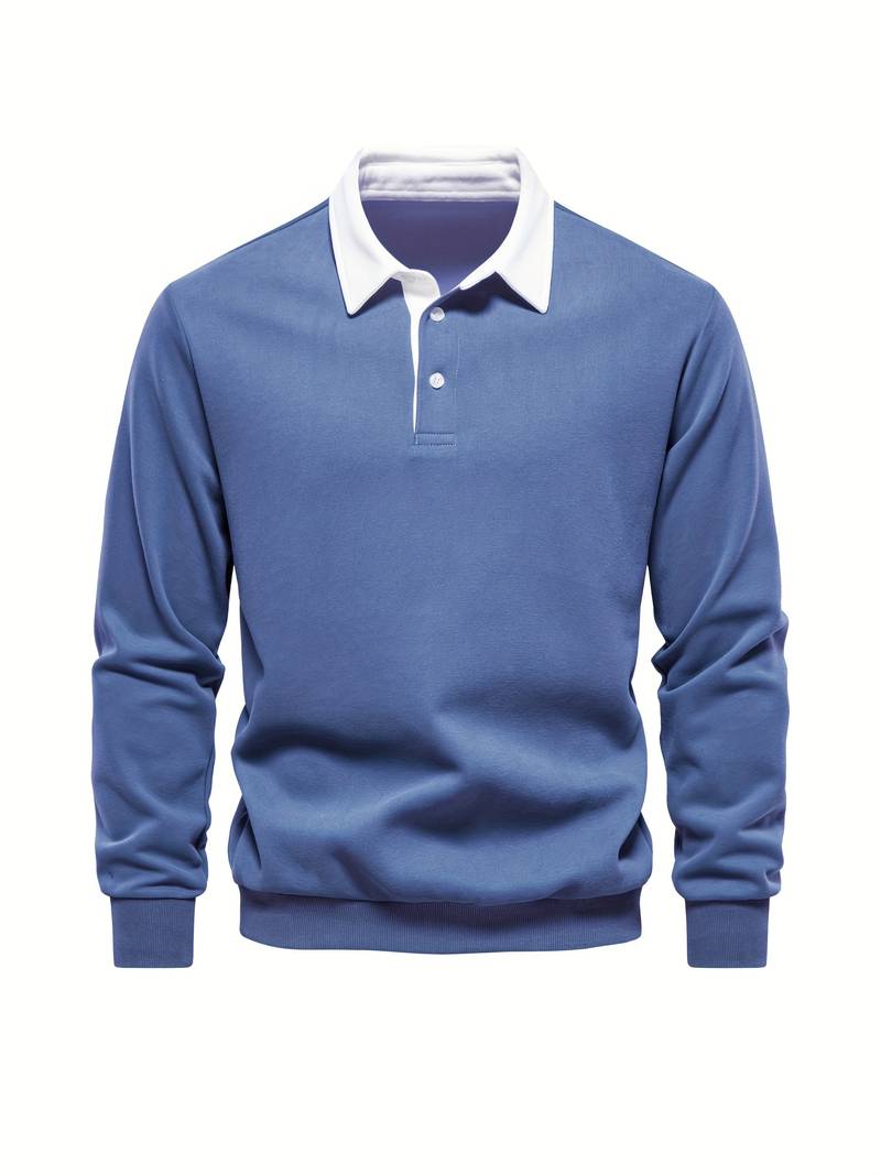 Poloshirt | Umlegekragen | Viertel-Knopfleiste | Langarm-Poloshirts | Herrenhemden-HauteBerlin