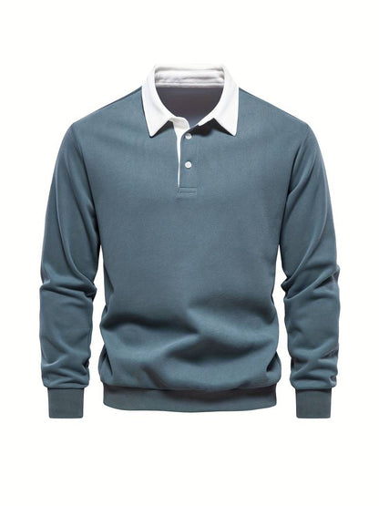 Poloshirt | Umlegekragen | Viertel-Knopfleiste | Langarm-Poloshirts | Herrenhemden-HauteBerlin
