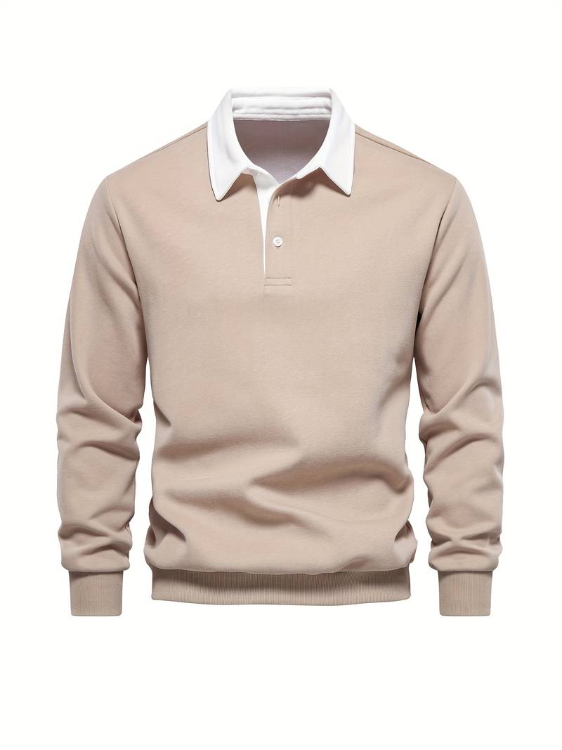 Poloshirt | Umlegekragen | Viertel-Knopfleiste | Langarm-Poloshirts | Herrenhemden-HauteBerlin