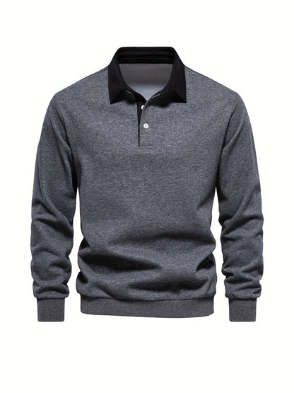Poloshirt | Umlegekragen | Viertel-Knopfleiste | Langarm-Poloshirts | Herrenhemden-HauteBerlin