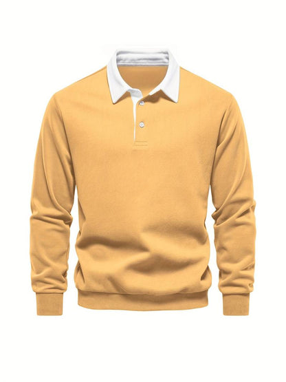 Poloshirt | Umlegekragen | Viertel-Knopfleiste | Langarm-Poloshirts | Herrenhemden-HauteBerlin