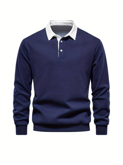 Poloshirt | Umlegekragen | Viertel-Knopfleiste | Langarm-Poloshirts | Herrenhemden-HauteBerlin
