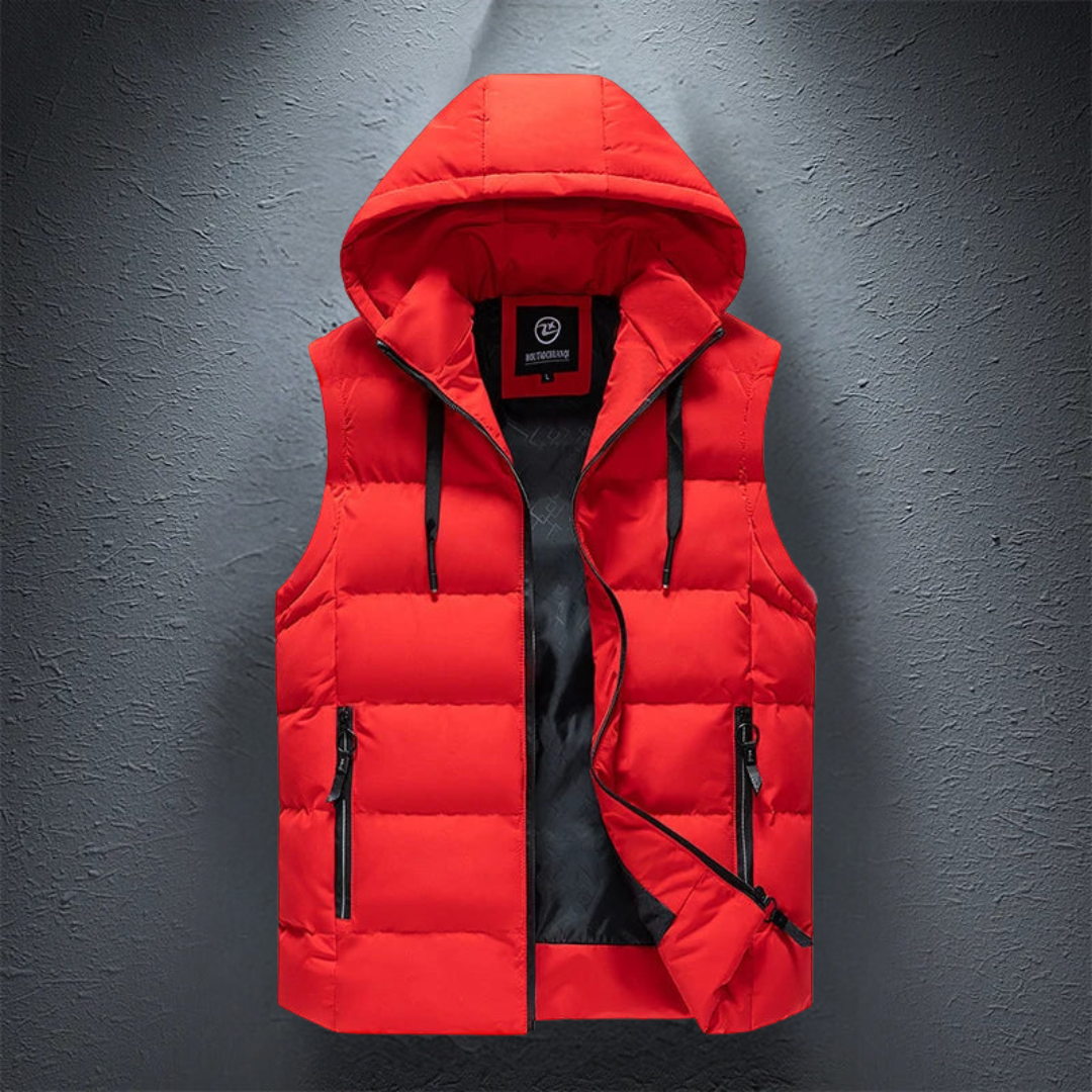 Puffer Vest – ärmellose Weste mit Kapuze und Reißverschluss für Herren als wärmende Körperbedeckung für den Winter-HauteBerlin