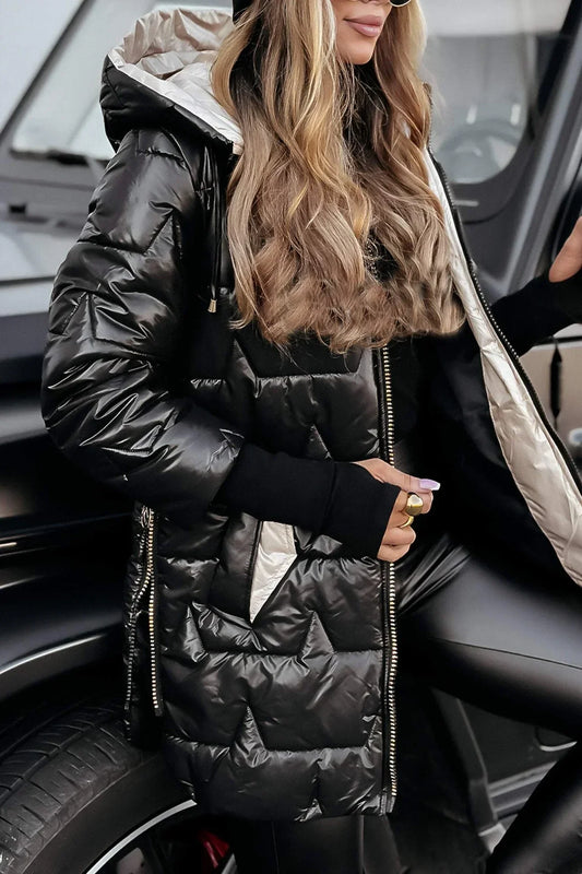 Pufferjacke – Winterjacke mit Kapuze und Füllung für Frauen-HauteBerlin