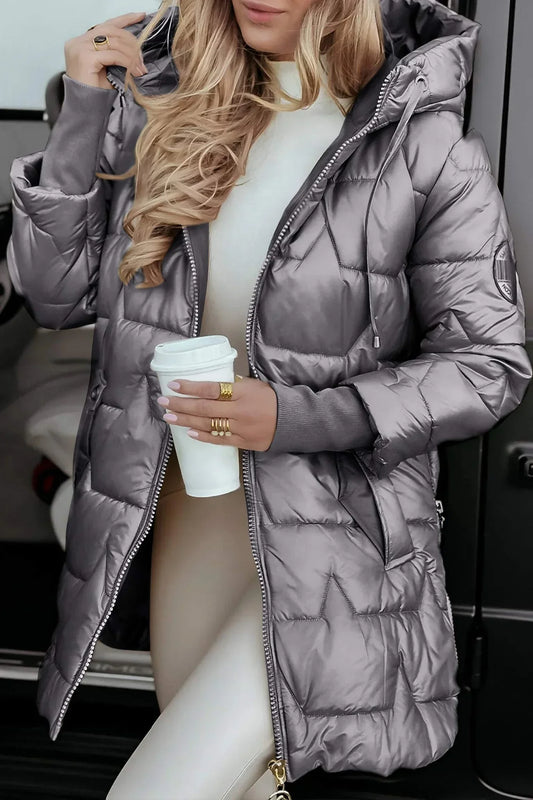 Pufferjacke – Winterjacke mit Kapuze und Füllung für Frauen-HauteBerlin