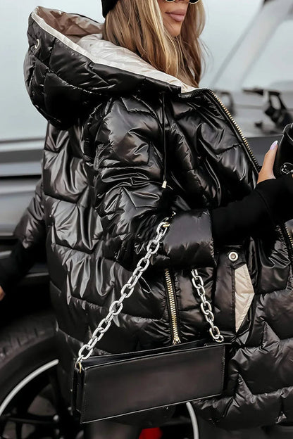 Pufferjacke – Winterjacke mit Kapuze und Füllung für Frauen-HauteBerlin