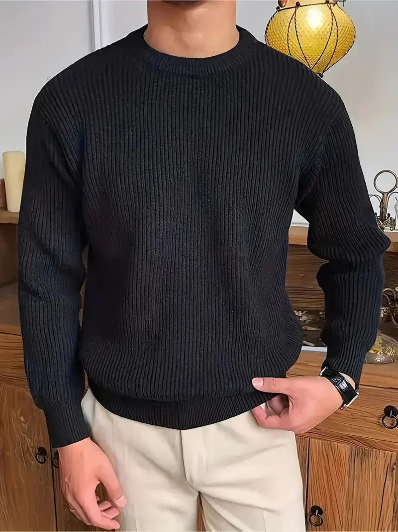 Pullover - Herren Rundhalsausschnitt Rippenstrickpullover-HauteBerlin