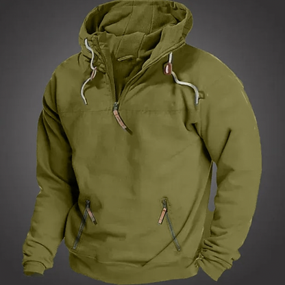 Pullover Hoodie – Warmer Herren-Hoodie mit halbem Reißverschluss und Taschen-HauteBerlin