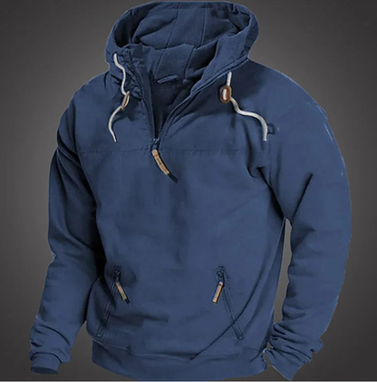 Pullover Hoodie – Warmer Herren-Hoodie mit halbem Reißverschluss und Taschen-HauteBerlin