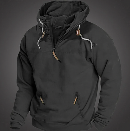 Pullover Hoodie – Warmer Herren-Hoodie mit halbem Reißverschluss und Taschen-HauteBerlin