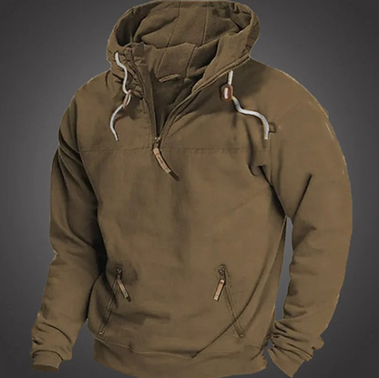 Pullover Hoodie – Warmer Herren-Hoodie mit halbem Reißverschluss und Taschen-HauteBerlin