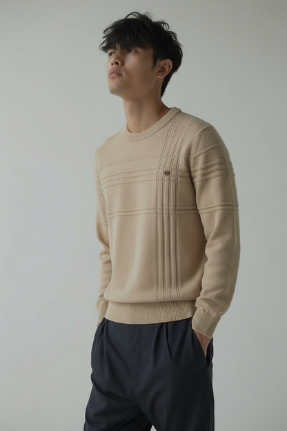 Pullover – Rundhalsausschnitt – Normale Passform – Strickpullover – Herrenpullover-HauteBerlin
