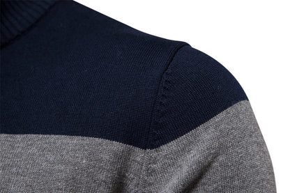 Pullover mit Viertelreißverschluss – Gestreifter Strickpullover mit halbem Reißverschluss für Männer-HauteBerlin