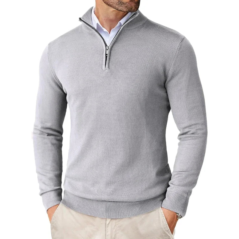 Pullover mit Viertelreißverschluss | Gestrickt | Halbreißverschluss | Polo-Pullover | Herren-Pullover mit Viertelreißverschluss-HauteBerlin