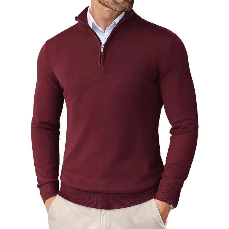 Pullover mit Viertelreißverschluss | Gestrickt | Halbreißverschluss | Polo-Pullover | Herren-Pullover mit Viertelreißverschluss-HauteBerlin