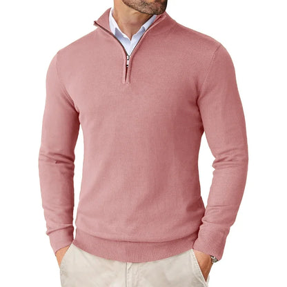 Pullover mit Viertelreißverschluss | Gestrickt | Halbreißverschluss | Polo-Pullover | Herren-Pullover mit Viertelreißverschluss-HauteBerlin