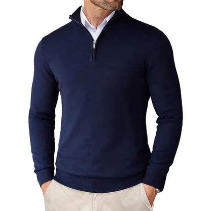 Pullover mit Viertelreißverschluss | Gestrickt | Halbreißverschluss | Polo-Pullover | Herren-Pullover mit Viertelreißverschluss-HauteBerlin