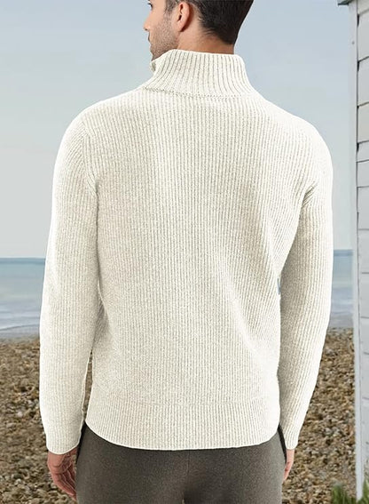Pullover mit Viertelreißverschluss | Gestrickt | Rippstrick | Polopullover | Herrenpullover mit halbem Reißverschluss-HauteBerlin