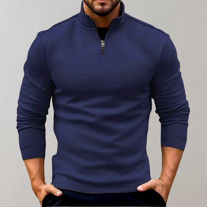 Pullover mit halbem Reißverschluss | Langarmshirt | Pullover | Sweatshirt | Herrenbekleidung-HauteBerlin