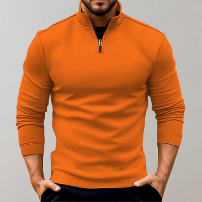 Pullover mit halbem Reißverschluss | Langarmshirt | Pullover | Sweatshirt | Herrenbekleidung-HauteBerlin