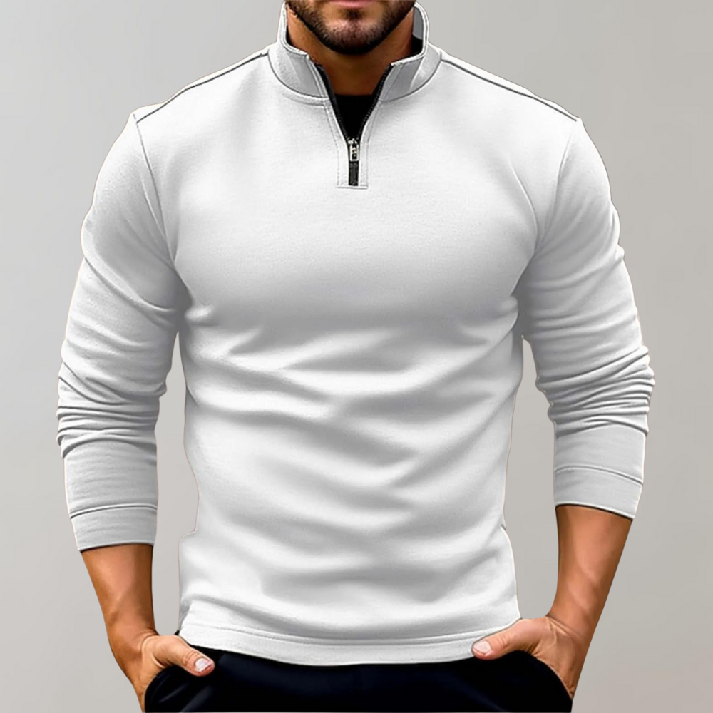 Pullover mit halbem Reißverschluss | Langarmshirt | Pullover | Sweatshirt | Herrenbekleidung-HauteBerlin