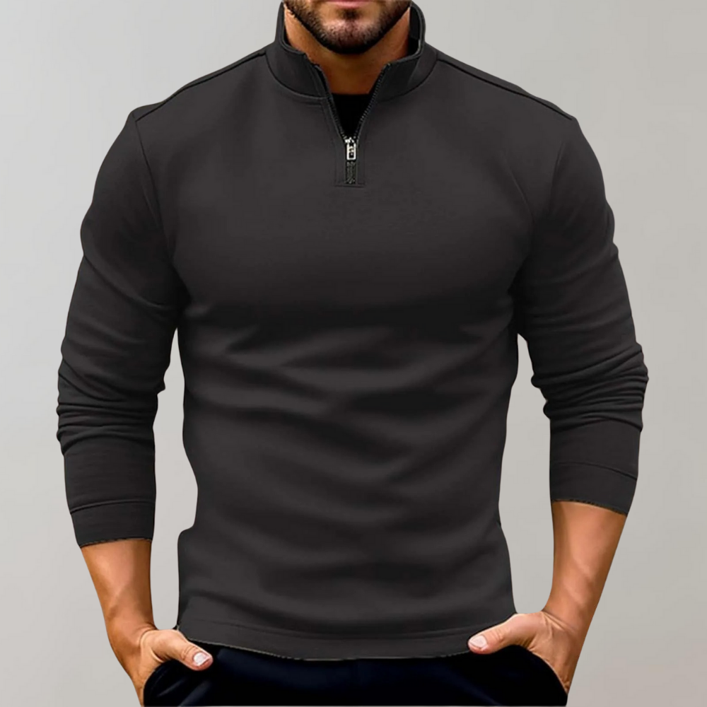 Pullover mit halbem Reißverschluss | Langarmshirt | Pullover | Sweatshirt | Herrenbekleidung-HauteBerlin