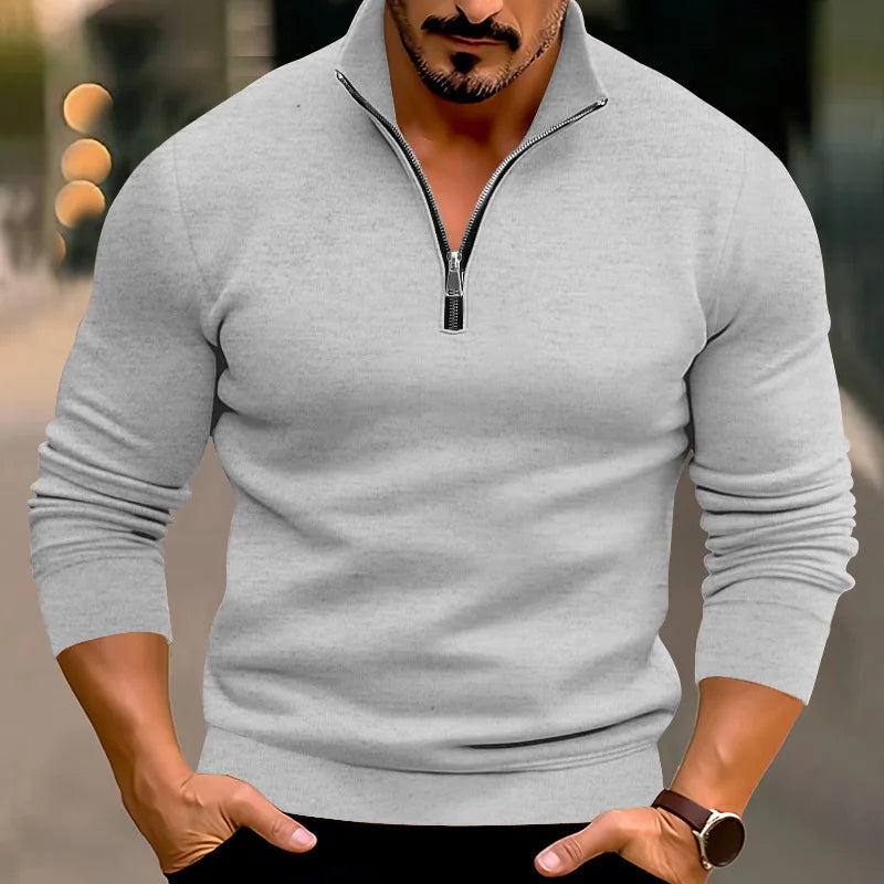 Pullover mit halbem Reißverschluss | Lässig | Warm | Sweatshirt mit halbem Reißverschluss | Herrenpullover mit Viertelreißverschluss-HauteBerlin