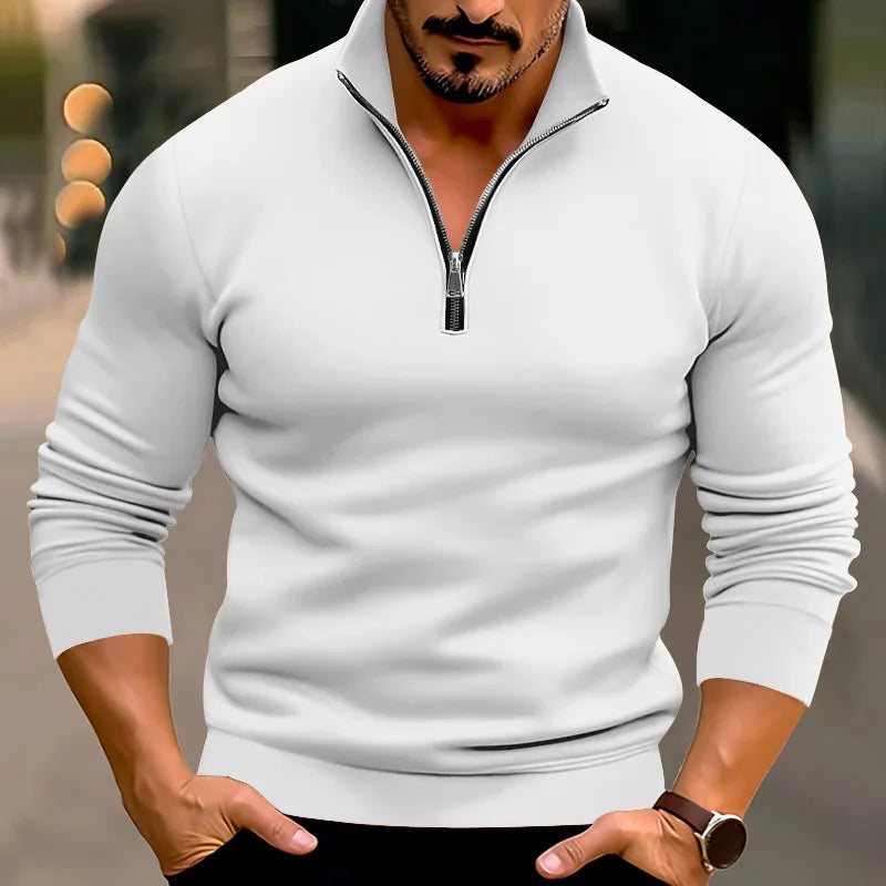 Pullover mit halbem Reißverschluss | Lässig | Warm | Sweatshirt mit halbem Reißverschluss | Herrenpullover mit Viertelreißverschluss-HauteBerlin