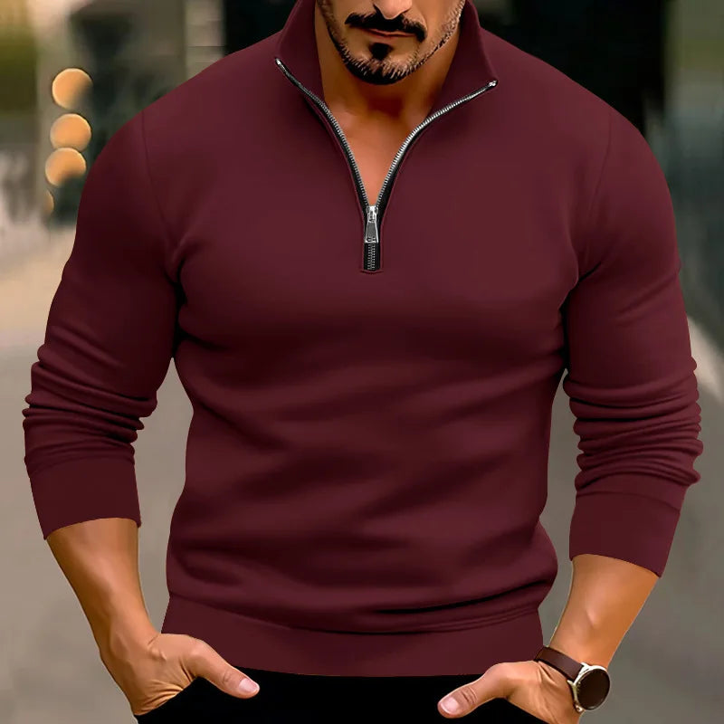 Pullover mit halbem Reißverschluss | Lässig | Warm | Sweatshirt mit halbem Reißverschluss | Herrenpullover mit Viertelreißverschluss-HauteBerlin