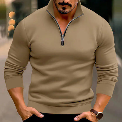 Pullover mit halbem Reißverschluss | Lässig | Warm | Sweatshirt mit halbem Reißverschluss | Herrenpullover mit Viertelreißverschluss-HauteBerlin