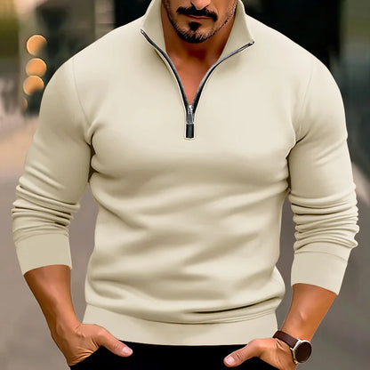 Pullover mit halbem Reißverschluss | Lässig | Warm | Sweatshirt mit halbem Reißverschluss | Herrenpullover mit Viertelreißverschluss-HauteBerlin