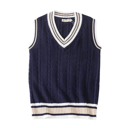 Pulloverweste - Herren ärmellose V-Ausschnitt Pullover Strickweste-HauteBerlin