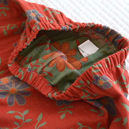 Pyjama Set | Floral | Langarm | Leinen Kleidung | Nachtwäsche für Frauen-HauteBerlin