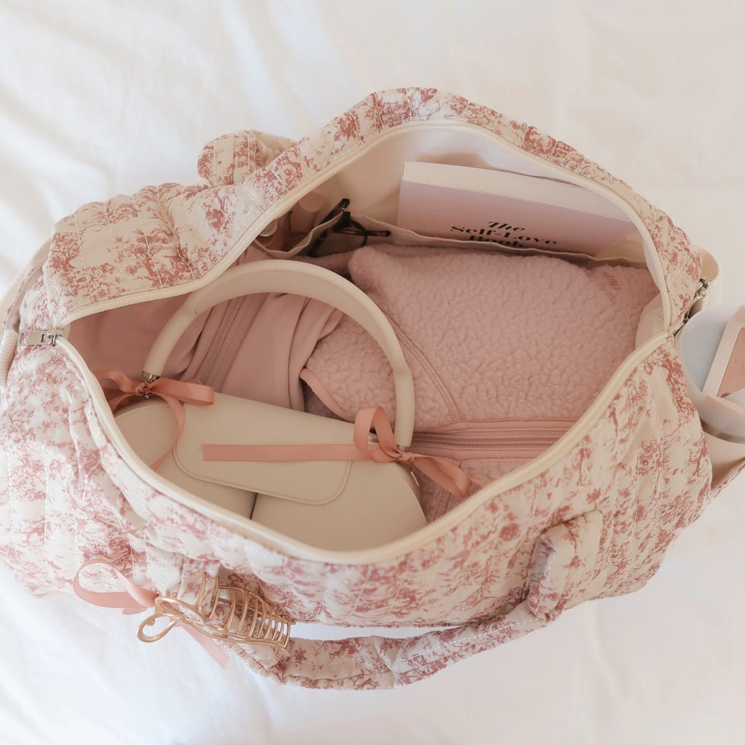 Reisetasche Damen | Gesteppt mit Blumen | Groß Weekender-HauteBerlin