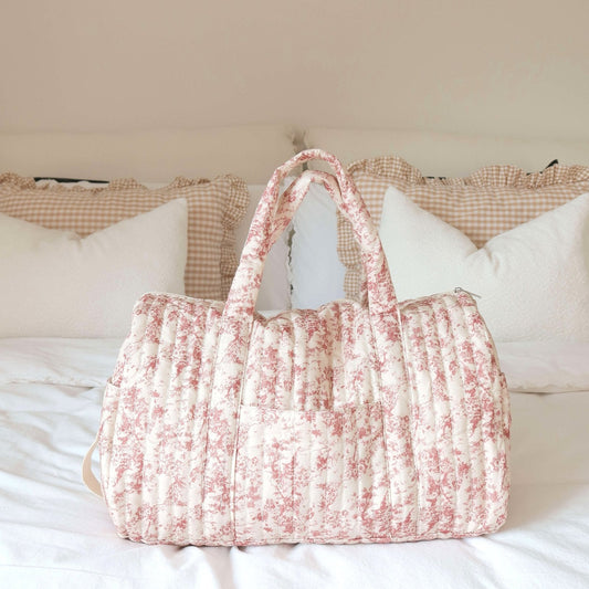 Reisetasche Damen | Gesteppt mit Blumen | Groß Weekender-HauteBerlin