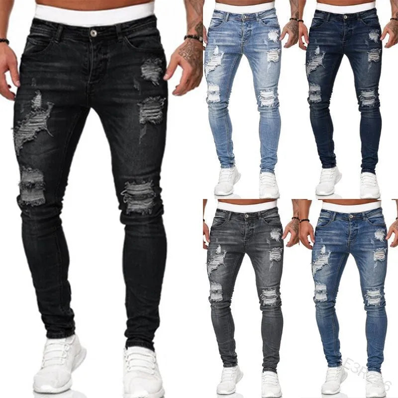 Röhrenjeans | Stretch | Slim Fit | Rissige Jeans | Herrenjeans-HauteBerlin