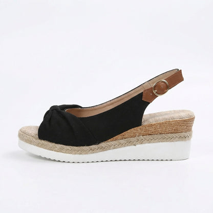 Sandalen mit Keilabsatz – offene Zehen – verstellbarer Riemen – Plateausandalen – Damensandalen-HauteBerlin