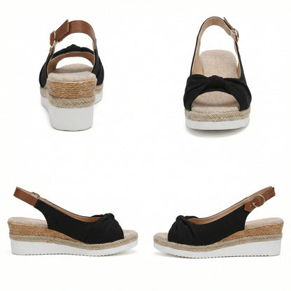Sandalen mit Keilabsatz – offene Zehen – verstellbarer Riemen – Plateausandalen – Damensandalen-HauteBerlin