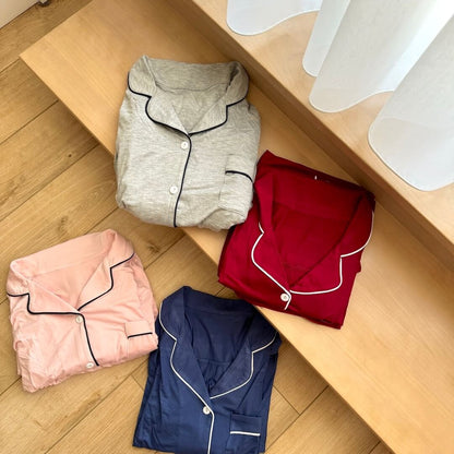 Schlafanzug Damen | Knopfleiste | Langarm Loungewear-HauteBerlin