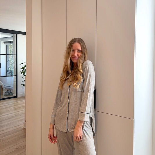 Schlafanzug Damen | Knopfleiste | Langarm Loungewear-HauteBerlin