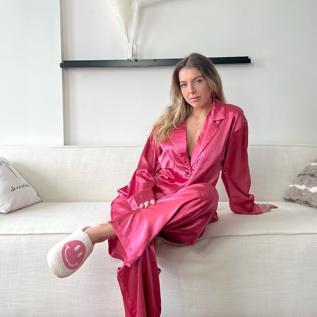 Schlafanzug Damen | Satin Langarm | Oversized Zweiteilig-HauteBerlin