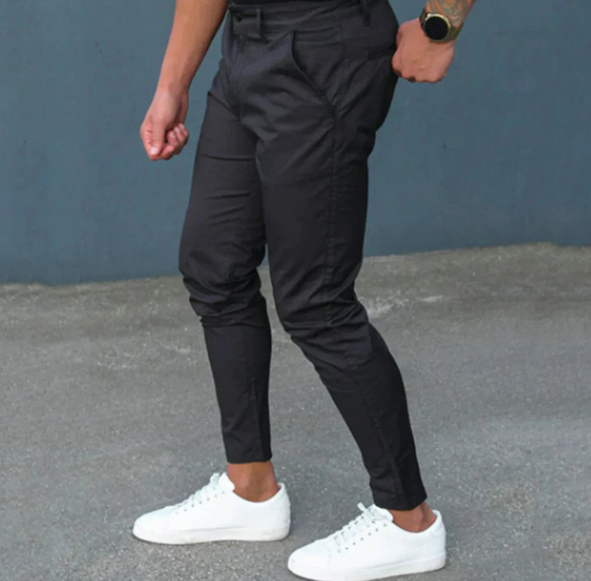 Schwarze Hose – Lässige, dehnbare Skinny-Chino-Hose für Männer-HauteBerlin