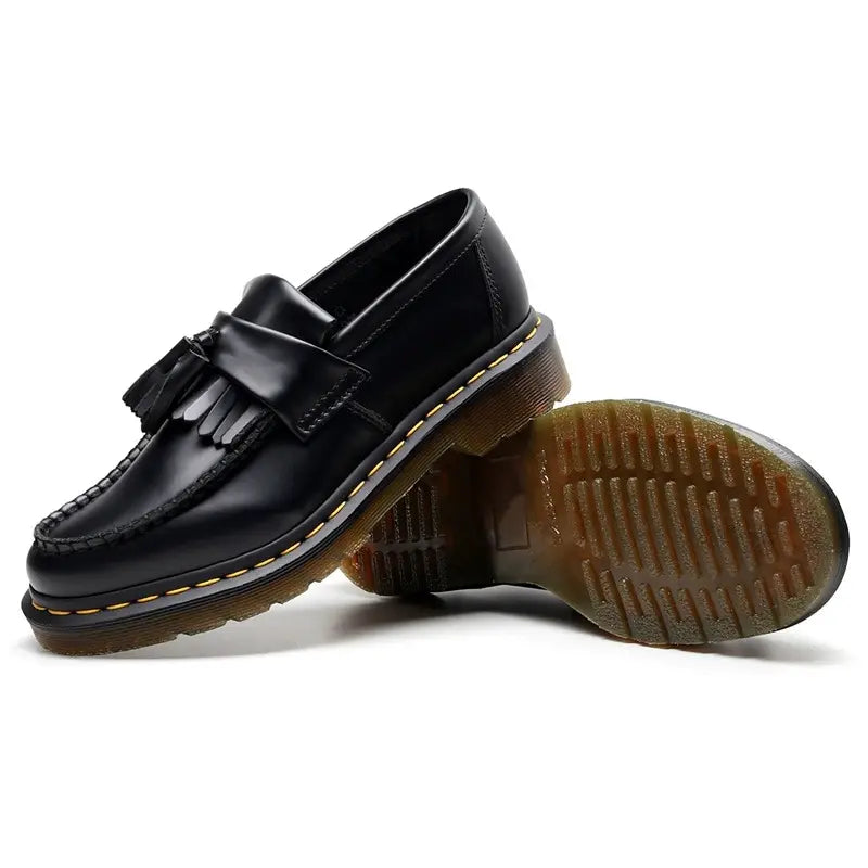 Schwarze Loafers - Chunky Slip-On Tassel Loafer Schuhe für Männer-HauteBerlin