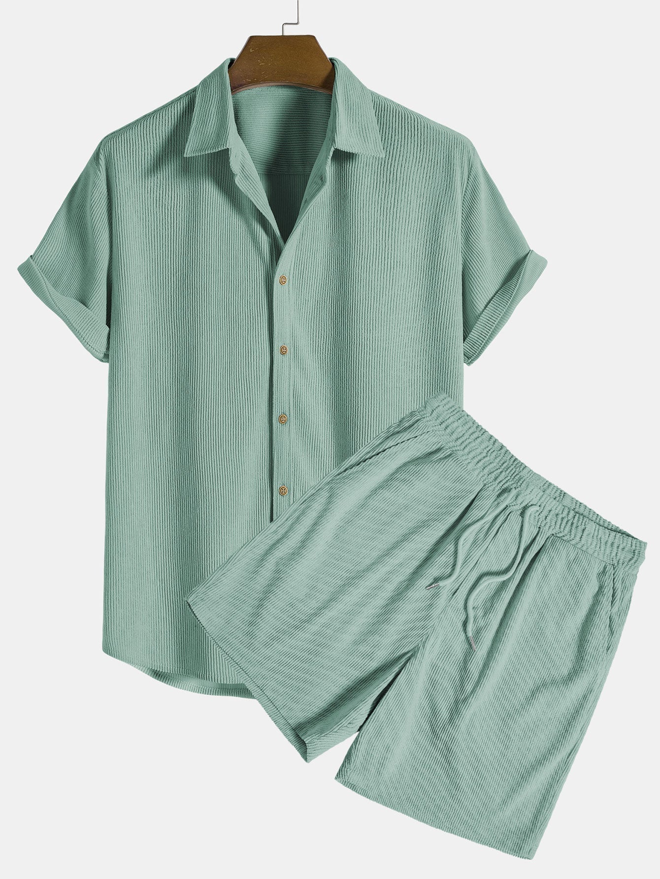 Set aus Hemd und Shorts – 2-teiliges Set für Herren mit kurzen Ärmeln und Knopfleiste-HauteBerlin