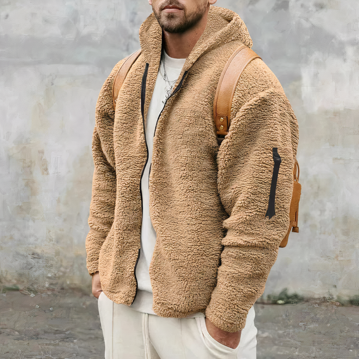 Sherpa Hoodie - Warme Fleecejacke mit Kapuze und Reißverschluss für Herren-HauteBerlin