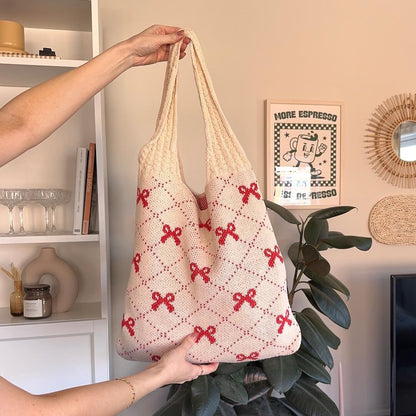 Shopper Tasche | Gehäkelt | Schleifen Muster-HauteBerlin
