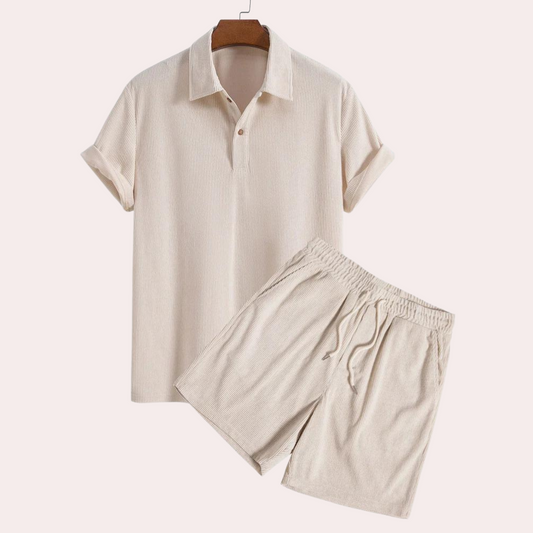 Shorts und Shirt Set - Kord - Polo T-Shirt - Zweiteiliges Set - Herren Sommer Set-HauteBerlin