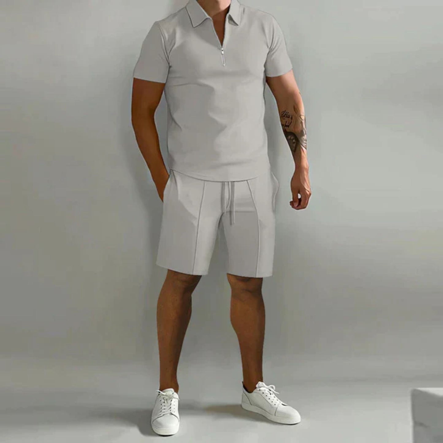 Shorts und T-Shirt Set | Quarter Zip | Polo Shirt | Zweiteiliges Set | Sommerkleidung für Männer-HauteBerlin