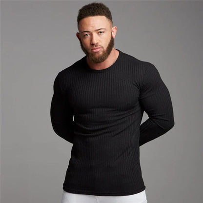 Slim Fit Pullover | Gerippt | Langarm | Strickpullover | Herrenbekleidung-HauteBerlin